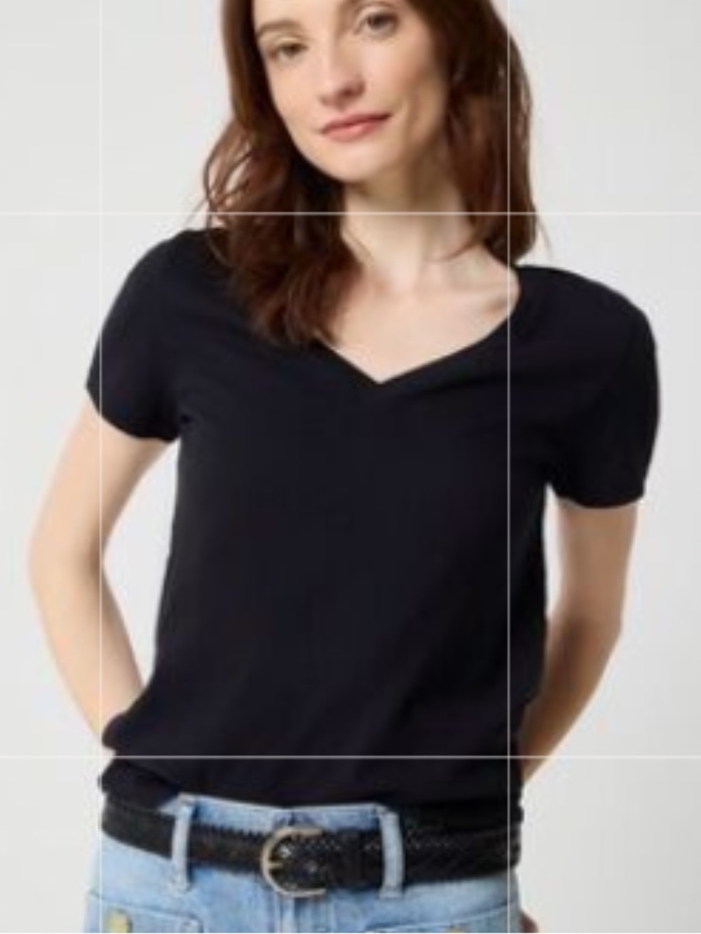 Universal Standard for J. Crew soft black tee shirt short sleeve v-neck Large